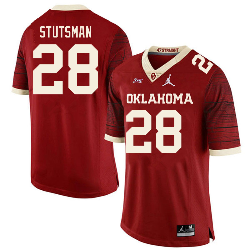 Men #28 Danny Stutsman Oklahoma Sooners College Football Jerseys Sale-Retro